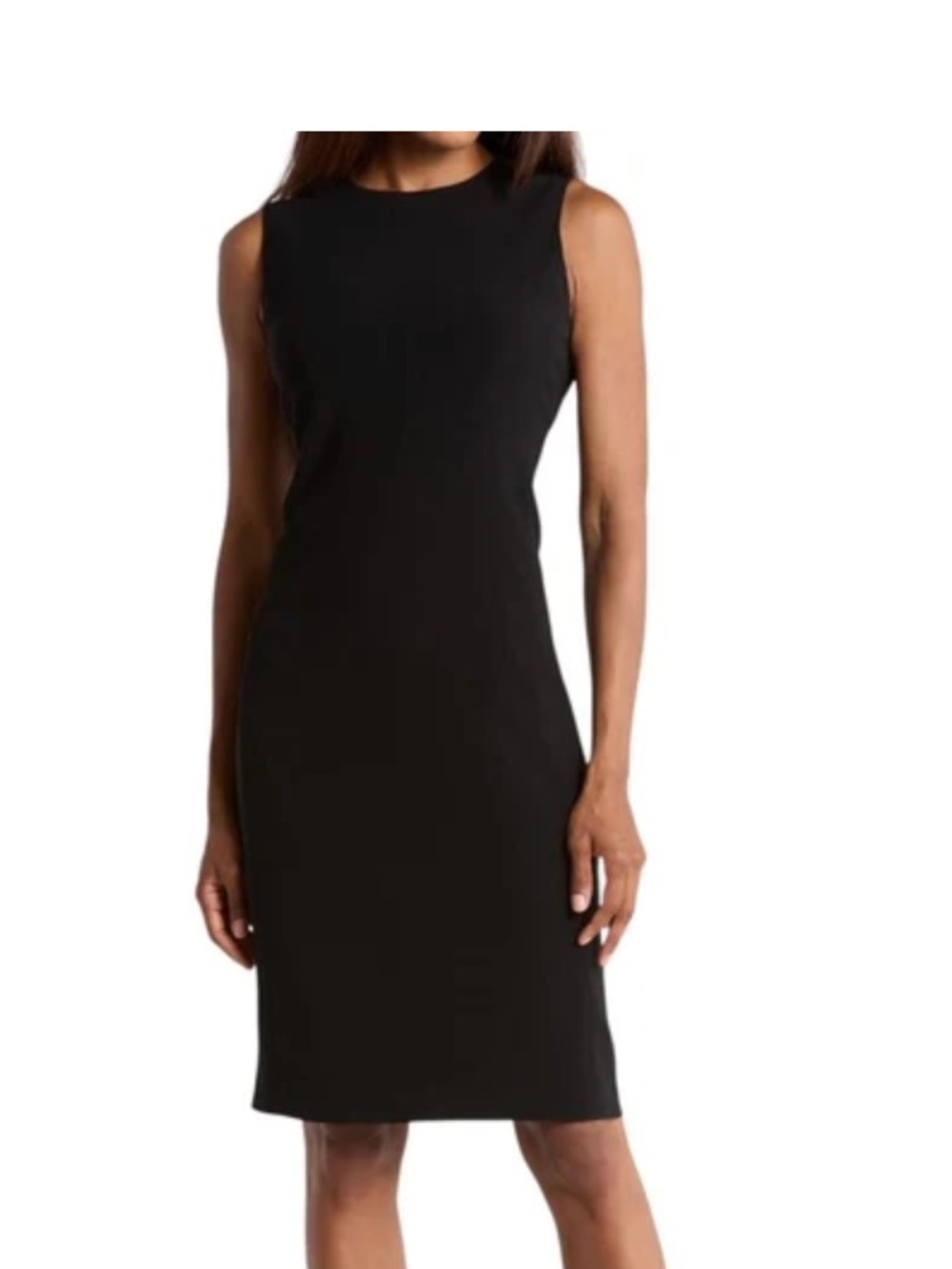 Theory Power Dress Bi-Stretch Crepe Sleeveless Sheath Knee Length Dress, Size S